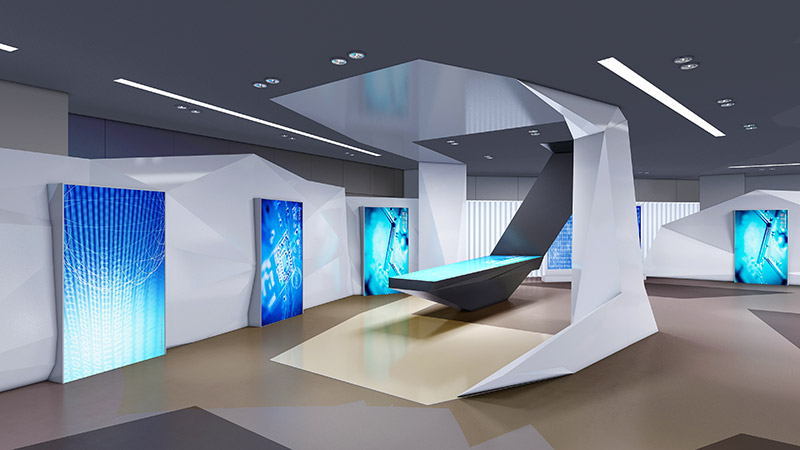 多媒体企业展厅设计展示设备布局合理
