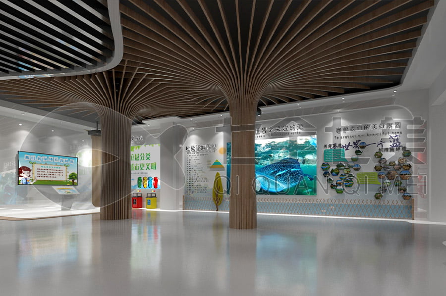 环保体验馆施工图,城市环保科普展馆效果图,城市垃圾分类展厅方案