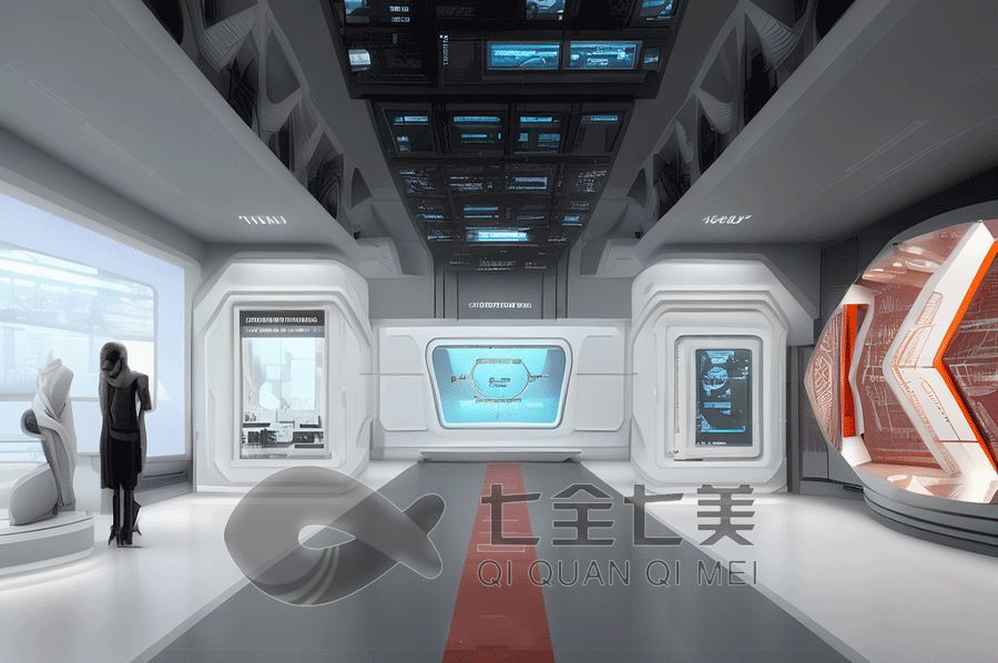 智慧企业产品体验馆效果图,多媒体互动展示,新时代企业展厅设计