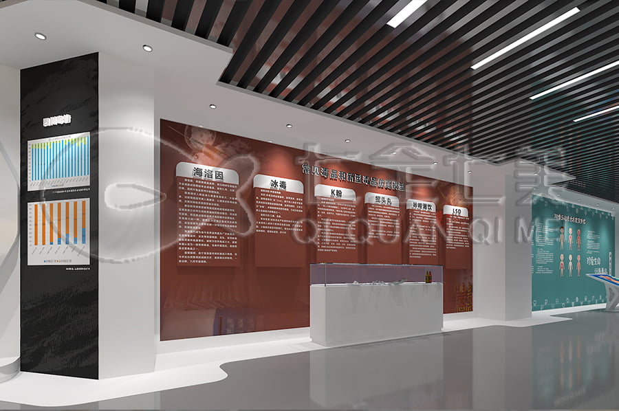 禁毒展厅效果图, 多媒体禁毒防艾基地施工, 禁毒防艾宣传基地设计布局